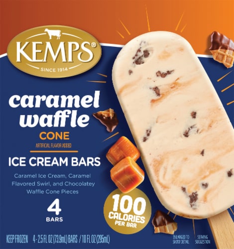 Kemps® Ice Cream Bars- Caramel Waffle Cone Perspective: front