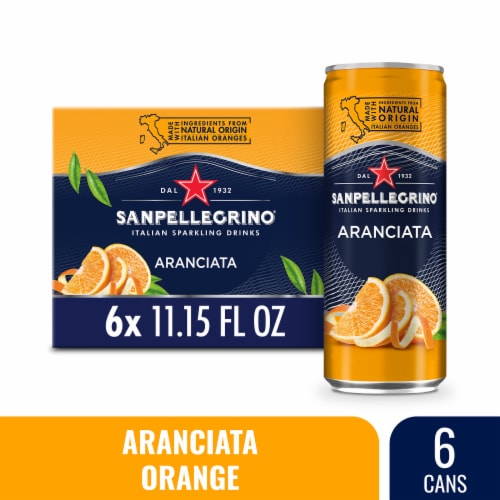 San Pellegrino Aranciata Flavored Sparkling Water Cans with Italian Fruit Juice