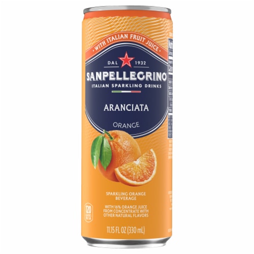 S. Pellegrino Aranciata Orange Sparkling Water Single Can Perspective: front