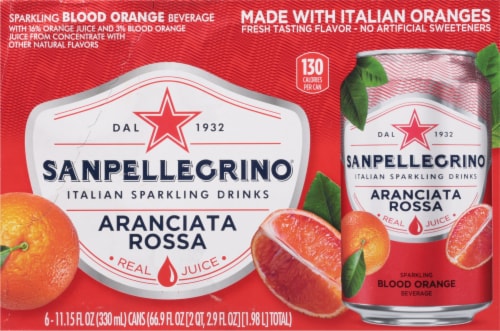 S. Pellegrino Aranciata Rossa Sparkling Blood Orange Beverage Perspective: front