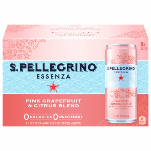 S. Pellegrino Essenza Pink Grapefruit & Citrus Flavored Mineral Water Perspective: front