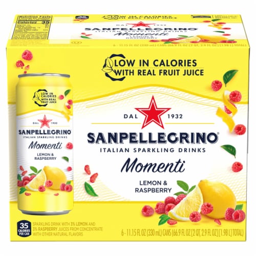 S. Pellegrino® Momenti Lemon & Raspberry Sparkling Drink Perspective: front
