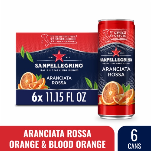 San Pellegrino Aranciata Rossa Flavored Sparkling Water Cans with Italian Fruit Juice