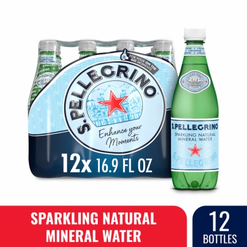 San Pellegrino Sparkling Natural Mineral w-ater 1 liter Glass Bottles -  Pack of 12 