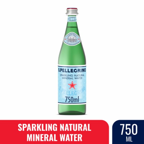 S.Pellegrino Sparkling Natural Mineral Water Glass Bottle Perspective: front