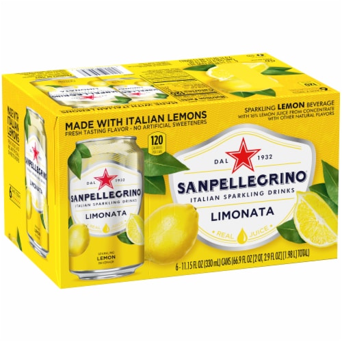 Sanpellegrino Lemon Italian Sparkling Drinks 6 Count Perspective: front