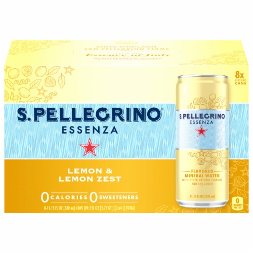 S. Pellegrino® Essenza Lemon & Lemon Zest Flavored Mineral Water Perspective: front