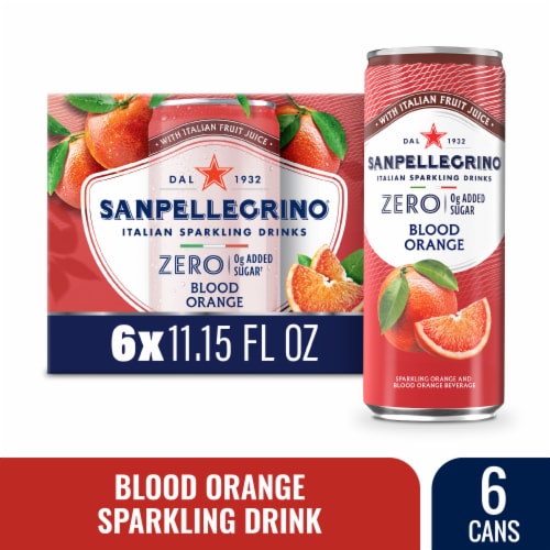 Sanpellegrino Italian Sparkling Drink Zero Sugar Blood Orange Perspective: front