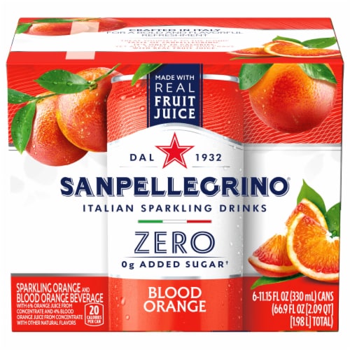 Sanpellegrino Italian Sparkling Drink Zero Sugar Blood Orange Perspective: front