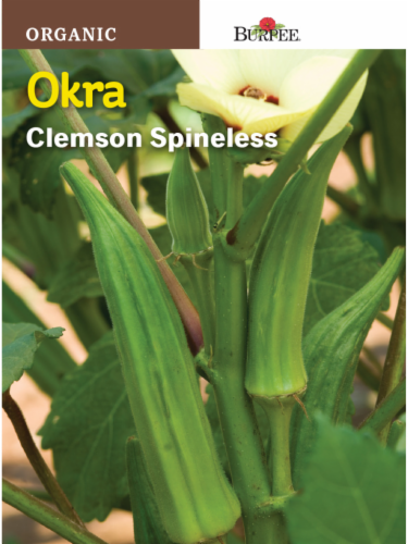 Burpee Clemson Spineless Organic Okra Seeds - Green Perspective: front