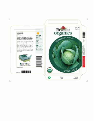 Burpee® All Seasons Organic Cabbage Seeds - Green Perspective: front