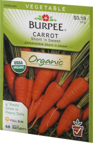 Burpee Short N' Sweet Organic Carrot Seeds - Orange Perspective: front
