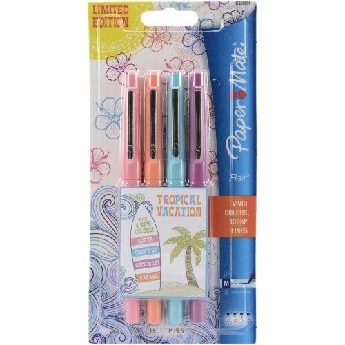 Paper-Mate Flair Fiber Tip Pen, Medium, Black - 4 pens