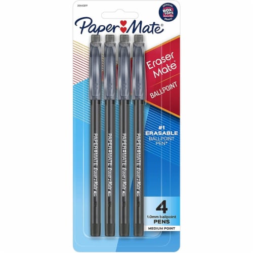 Paper Mate® Eraser Mate® Medium Point Erasable Ballpoint Pens - Black, 4 pk  - Kroger