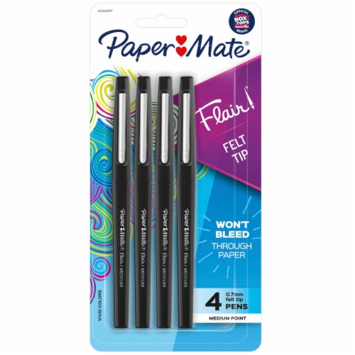 Paper Mate Flair Felt Tip Pen, Point Guard Medium, Black Ink - 12 pack