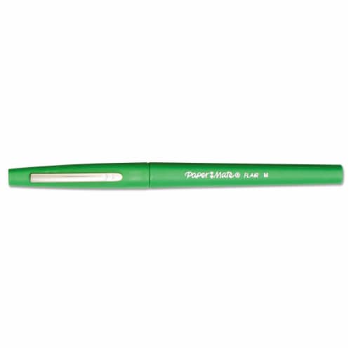 Paper Mate Point Guard Flair Needle Tip Stick Pen Green Ink 0.7mm Dozen 8440152 Perspective: front