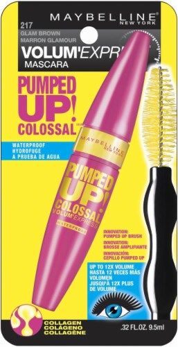 Mayeblline Pumped up Colossal Waterproof Brown Black Mascara Perspective: front