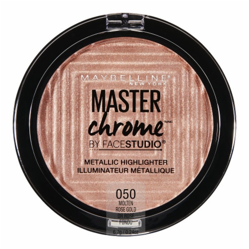 Maybelline New York Facestudio Molten Rose Gold Master Chrome Metallic Highlighter Makeup Perspective: front
