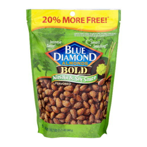 Blue Diamond Bold Wasabi & Soy Sauce Flavored Almonds Perspective: front