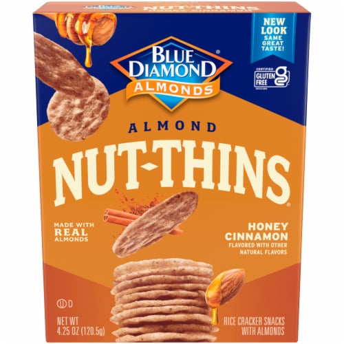 Blue Diamond Nut-Thins Honey Cinnamon Almond Crackers Perspective: front