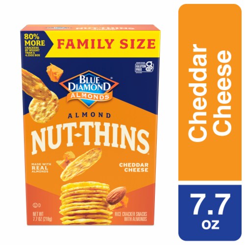 Blue Diamond® Nut-Thins® Cheddar Cheese Almond  Family Size Rice Cracker Snacks Perspective: front
