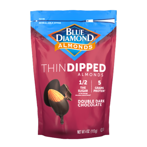 Blue Diamond® Thin Dipped Almonds Double Dark Chocolate Perspective: front