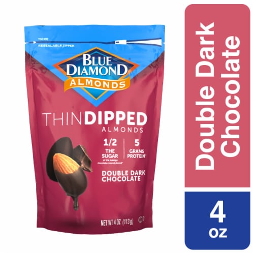 Blue Diamond Thin Dipped Almonds Dark Chocolate Perspective: front