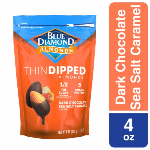 Blue Diamond® Thin Dipped Almonds Dark Chocolate Sea Salt Carmel, 4 oz ...