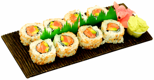 Spicy Salmon Maki Sushi Perspective: front