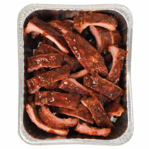 Full Pan Barbeque Ribs Perspective: front