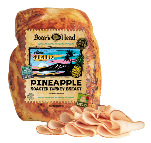 Boar’s Head® Aloha Sunshine Pineapple Roasted Turkey Breast Fresh Sliced Deli Meat Perspective: front