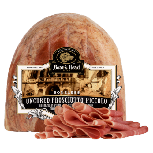 Boar’s Head® Uncured Prosciutto Piccolo Fresh Sliced Deli Meat Perspective: front