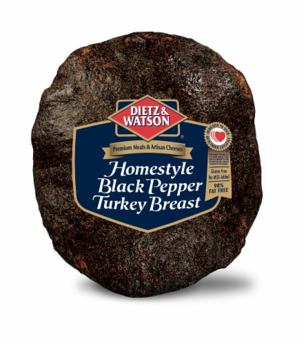 Dietz & Watson Sliced Homestyle Black Pepper Turkey Breast Fresh Sliced Deli Meat Perspective: front