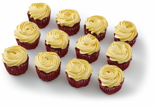 Bakery Red Velvet Cupcake with Cream Cheese Icing Perspective: front