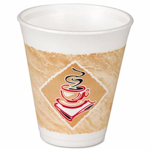 Drc 8X8G Foam Hot-Cold Cups- 8 oz- White with Brown & Green- 1000-Carton Perspective: front