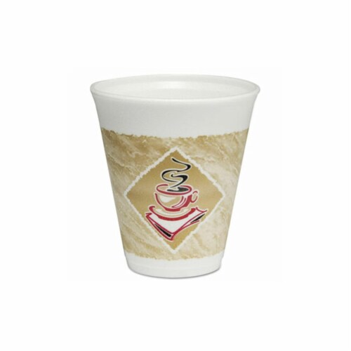 Dart® Cafe G Foam Hot/cold Cups, 12 Oz, Brown/red/white, 20/pack 12X16G Perspective: front