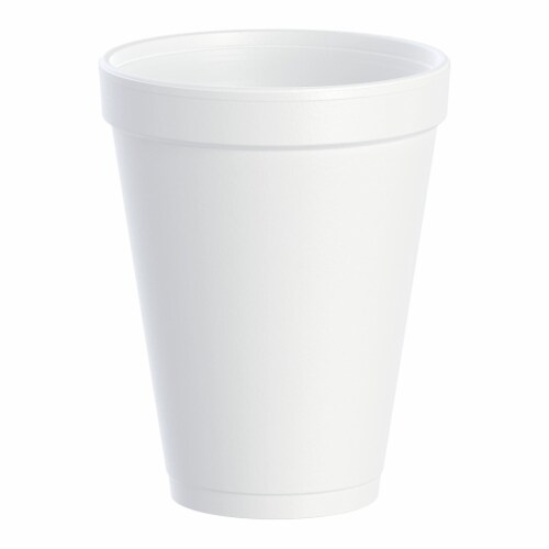 Dart Disposable Insulated Drinking Cup White Styrofoam 12 oz. 25 Ct 12J12 Perspective: front
