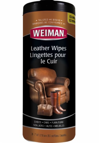 Weiman Leather Wipes, 7in x 8in, Canister Of 30