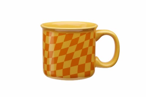 Clay Art Orange Checker Mug Perspective: front