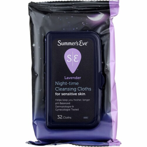 Summer's Eve Night-Time Cleansing Cloths, Lavender, 32 Ct Perspective: front