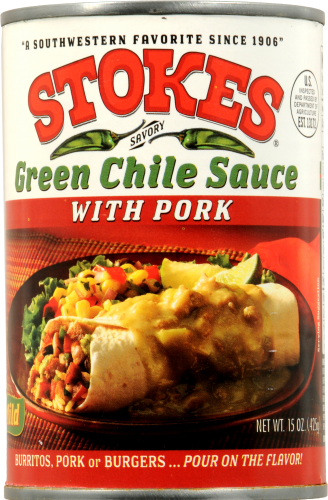 Stokes Green Chile Sauce with Pork Perspective: front