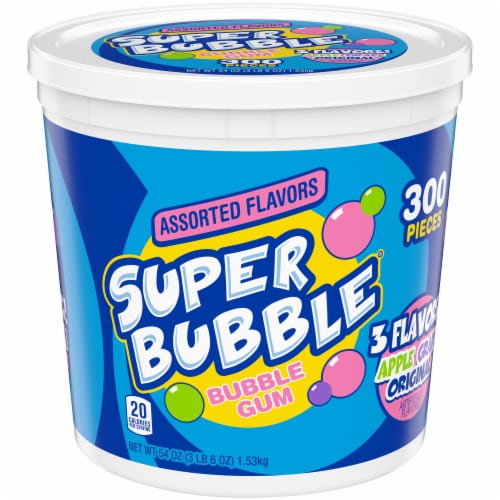 Super Bubble Apple Grape & Original Bubble Gum 300 Count Perspective: front