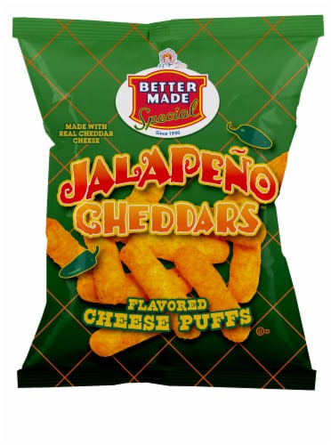 Better Made Jalapeno Cheddars Cheese Puffs Perspective: front