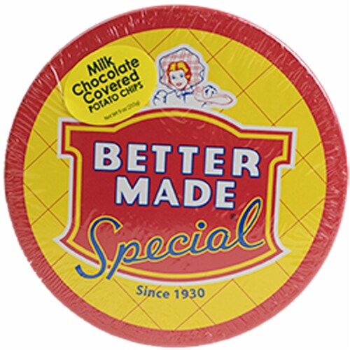 Better Made Milk Chocolate Potato Chips Perspective: front