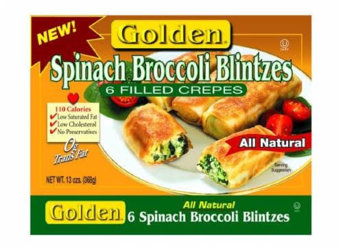 Golden Spinach Broccoli Blintzes Perspective: front