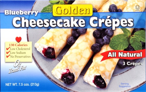 Golden Blueberry Cheesecake Crepes Perspective: front