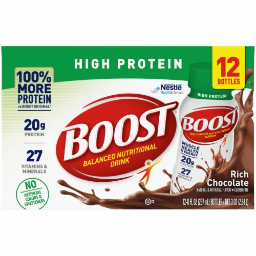 Boost High Protein Ready to Drink Rich Chocolate Nutritional Drink Perspective: front