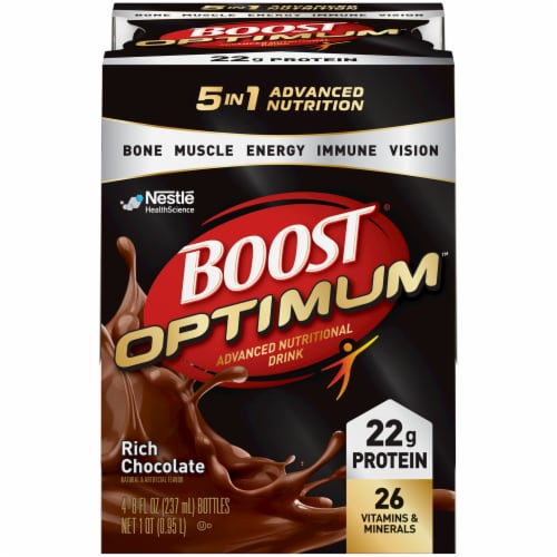 Boost Optimum Rich Chocolate Advanced Nutritional Drink Perspective: front