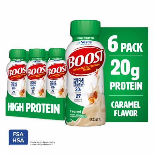 BOOST High Protein Ready to Drink Caramel Protein Shake Multipack Perspective: front
