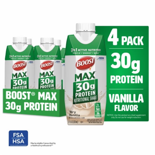BOOST Max Ready to Drink Vanilla Protein Shake Multipack Perspective: front